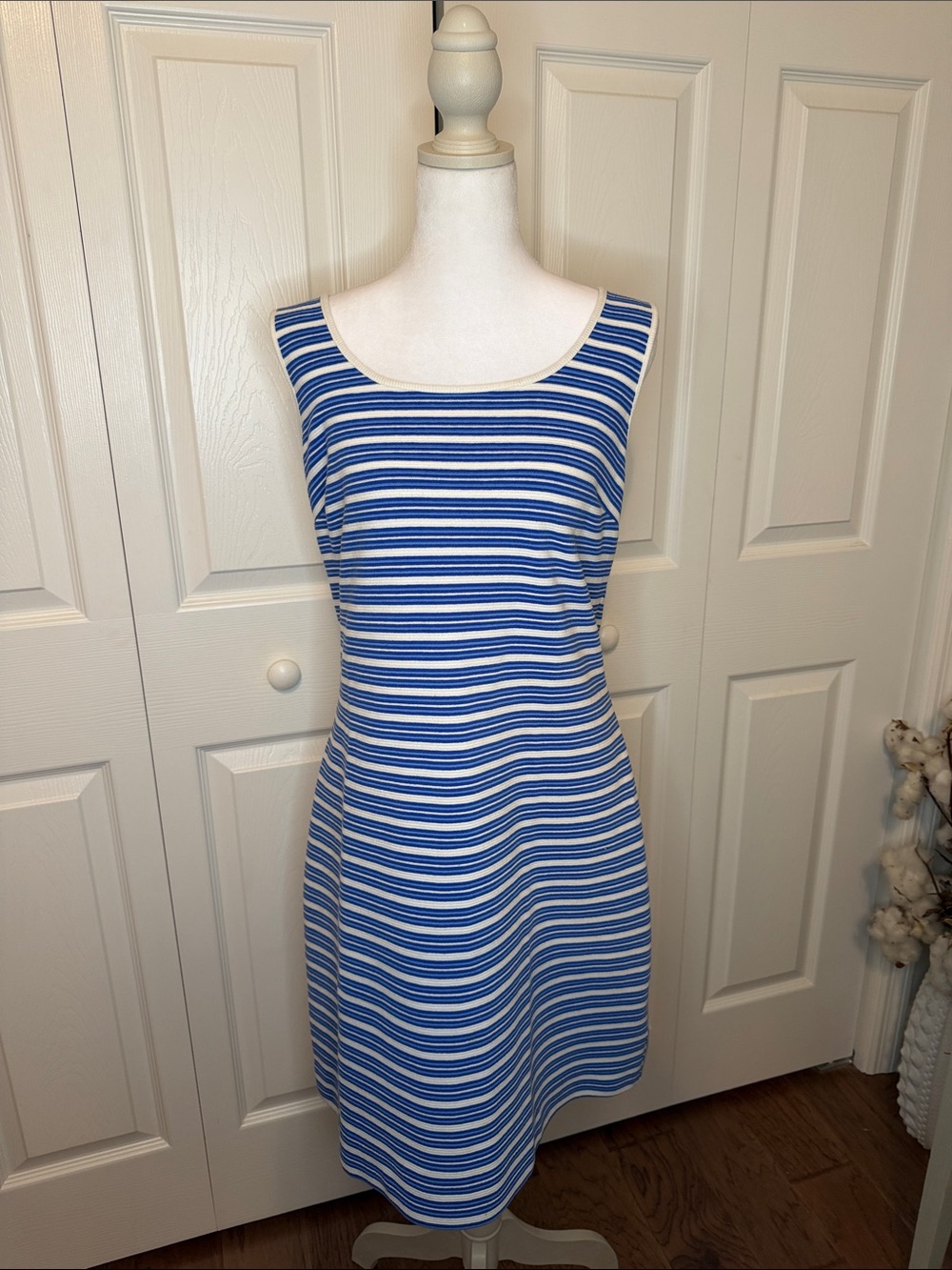 Lilly Pulitzer Blue and White Striped Sleeveless Midi Dress
